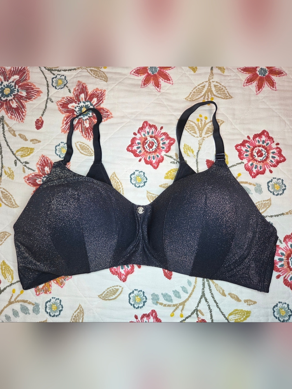 Torrid Wire-free Lightly Lined Bra, Black With Gold Sparkle, Size 42C